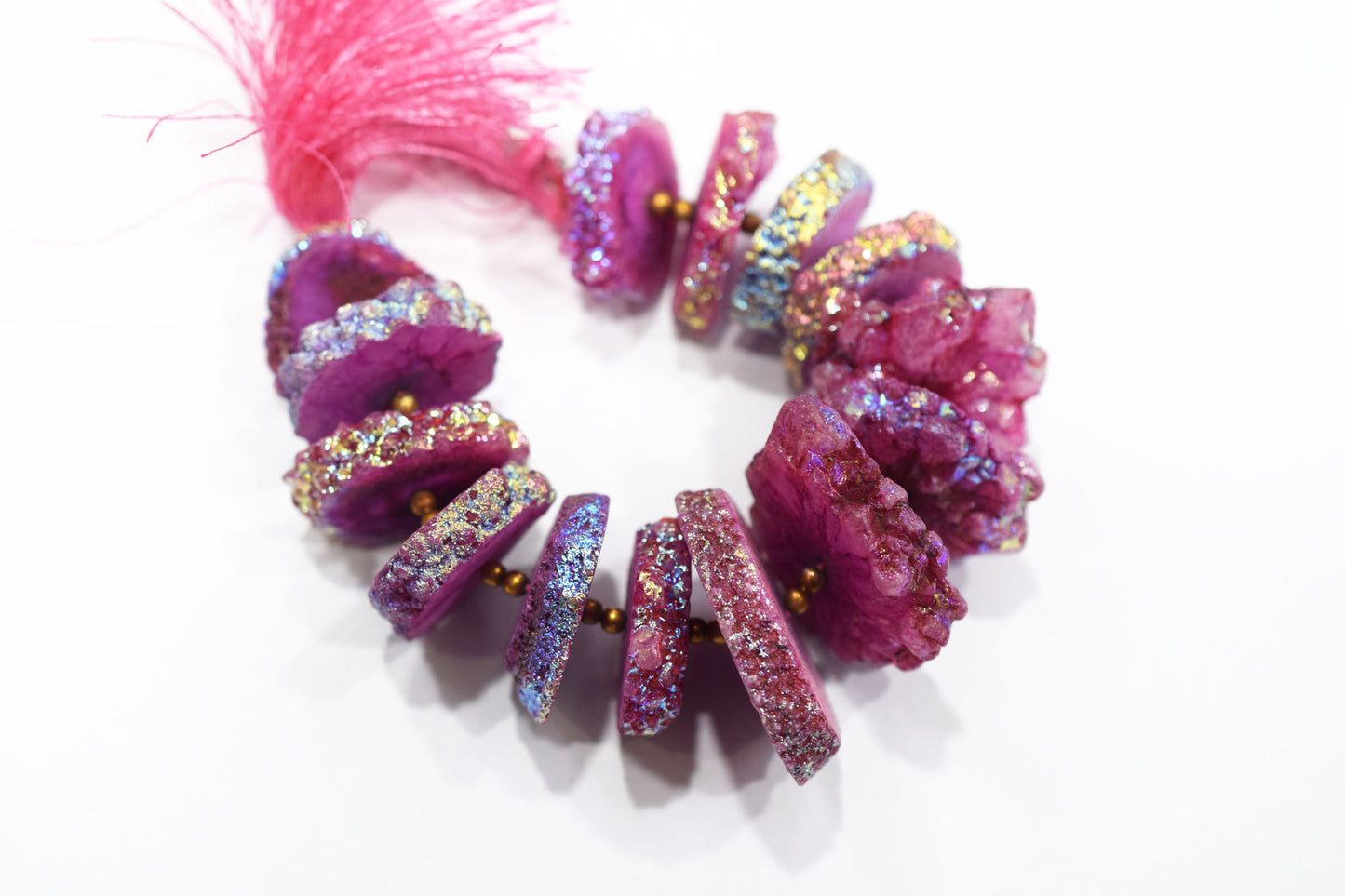 Rainbow Coated Stalactite Solar Quartz Tyre Shape , Sold By Strand , 21x23-32x35 mm , 7", 19311