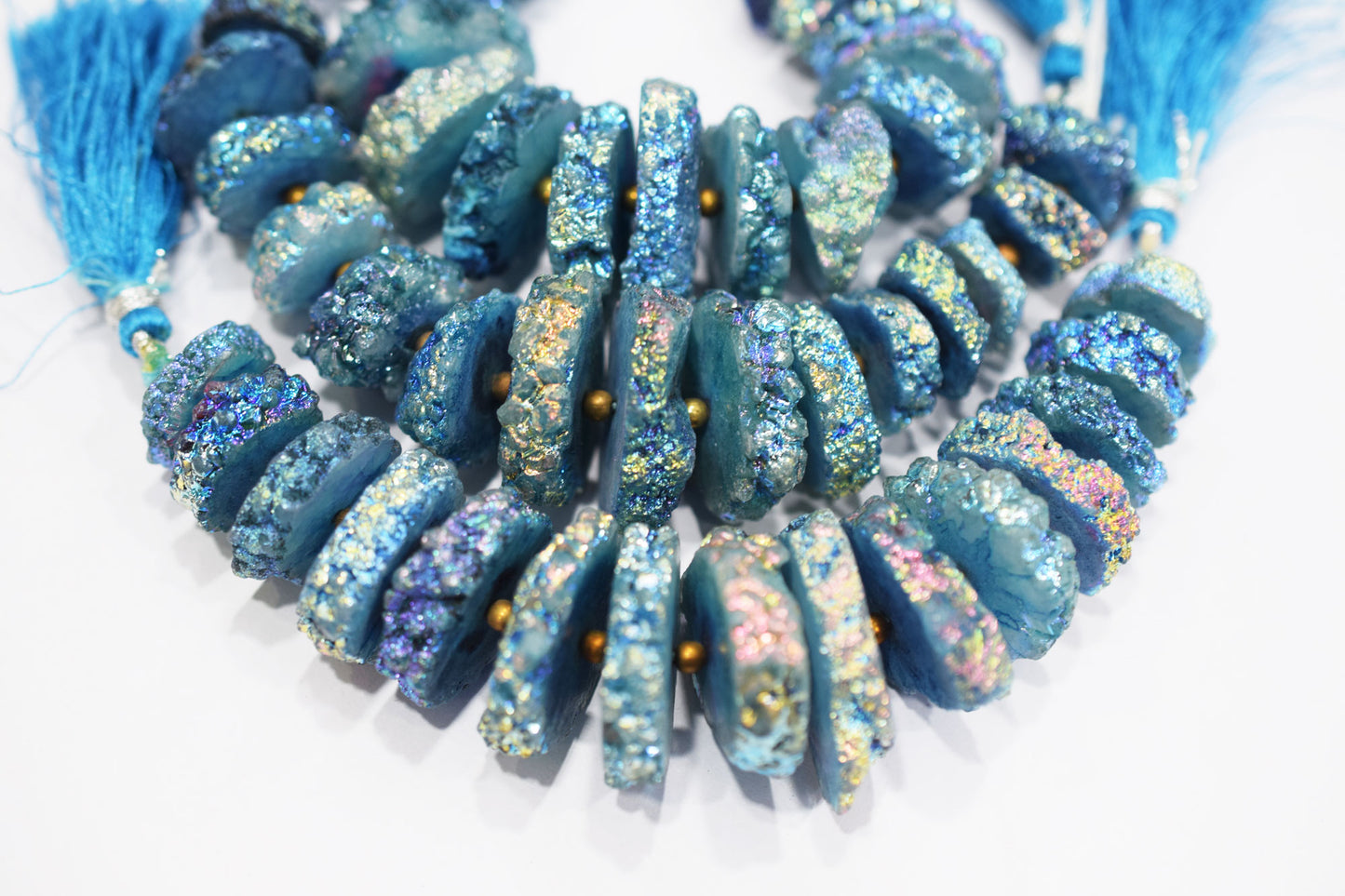 Rainbow Coated Stalactite Solar Quartz Tyre Shape , Sold By Strand , 15x16-16x22 mm , 5", 19312