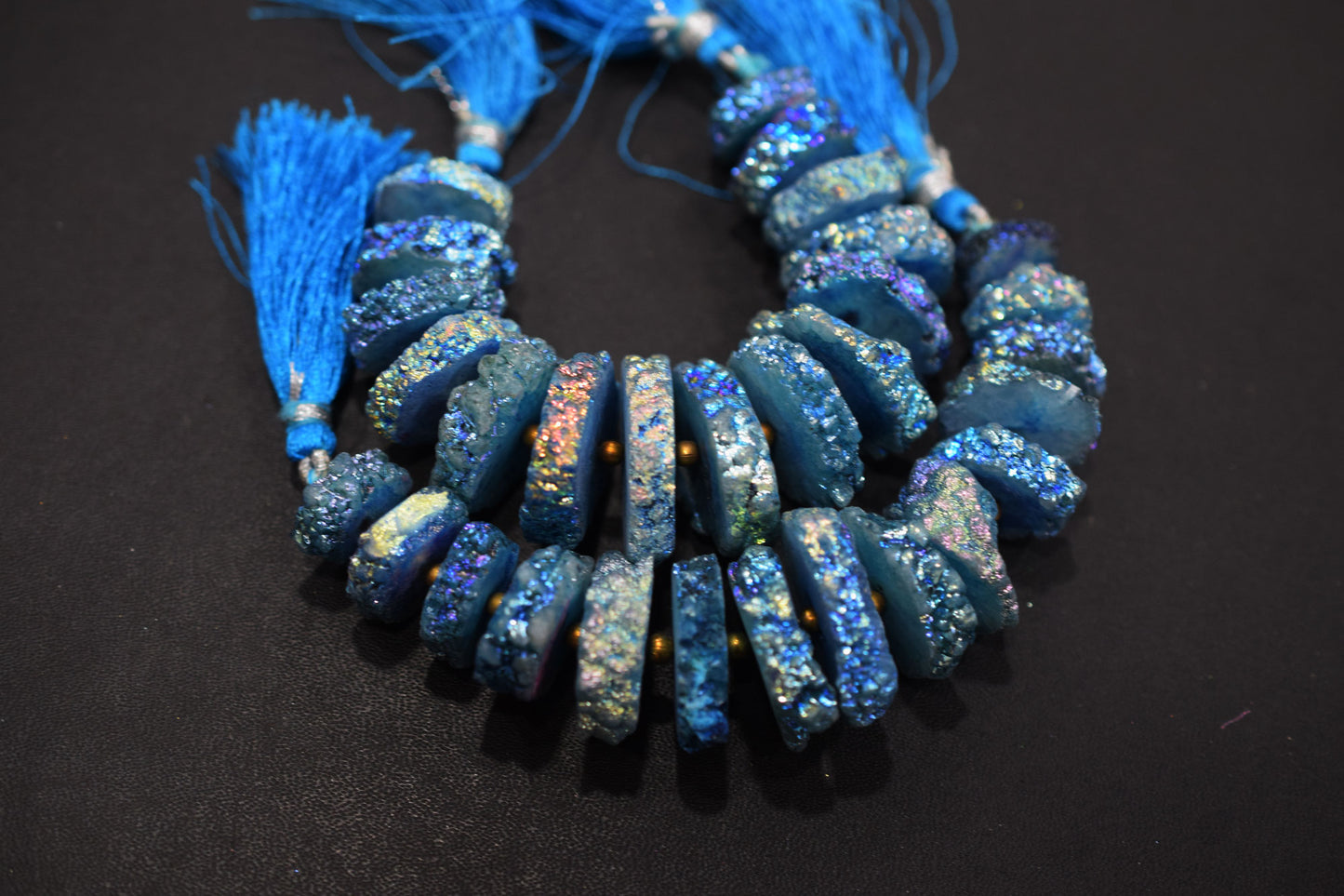 Rainbow Coated Stalactite Solar Quartz Tyre Shape , Sold By Strand , 15x16-16x22 mm , 5", 19312