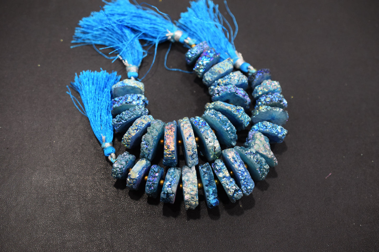 Rainbow Coated Stalactite Solar Quartz Tyre Shape , Sold By Strand , 15x16-16x22 mm , 5", 19312