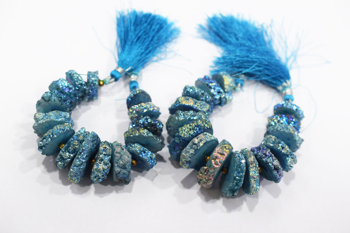 Rainbow Coated Stalactite Solar Quartz Tyre Shape , Sold By Strand , 15x16-16x22 mm , 5", 19312