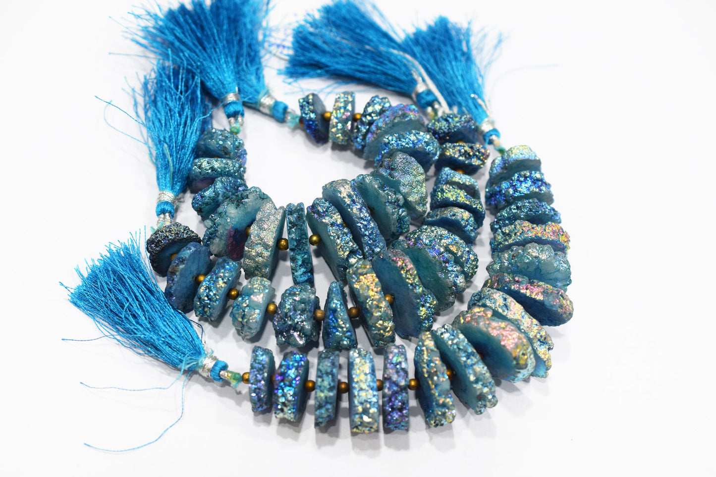 Rainbow Coated Stalactite Solar Quartz Tyre Shape , Sold By Strand , 15x16-16x22 mm , 5", 19312