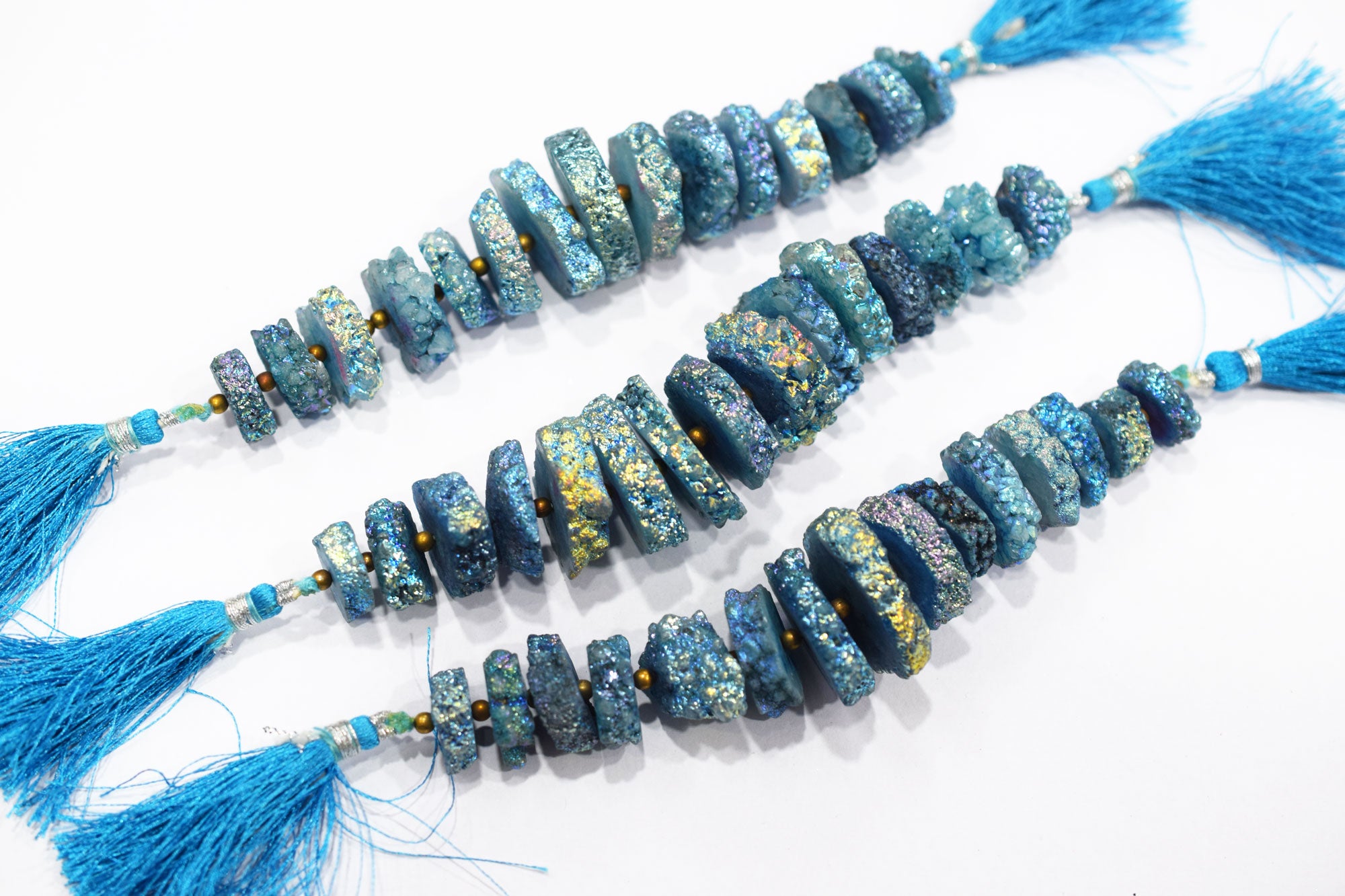 Rainbow Coated Stalactite Solar Quartz Tyre Shape , Sold By Strand , 14x15-25x27 mm , 5", 19313