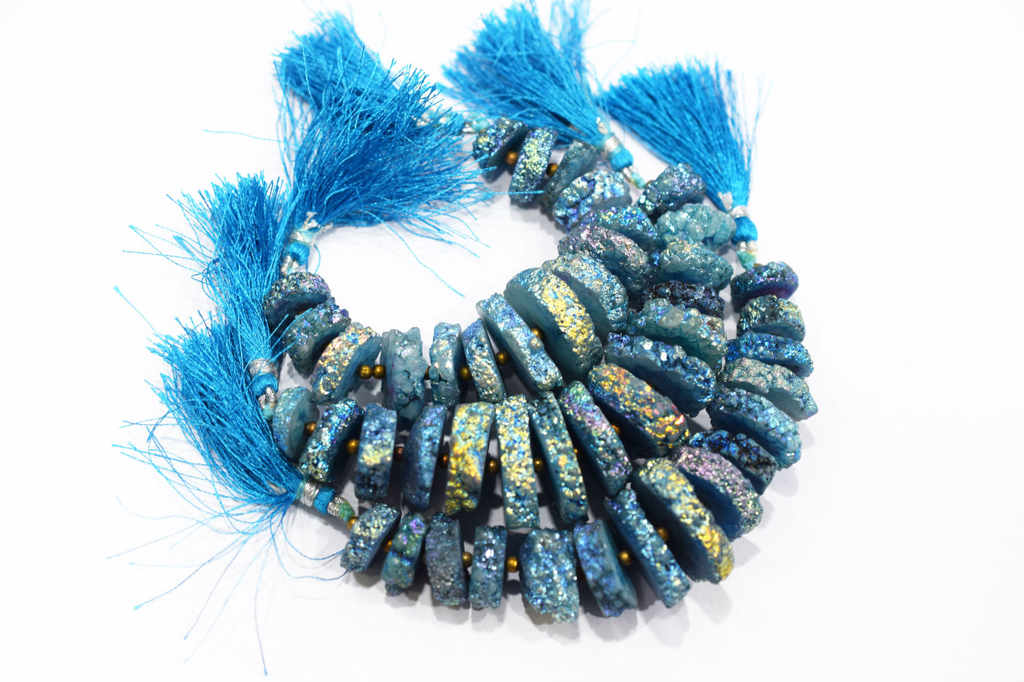 Rainbow Coated Stalactite Solar Quartz Tyre Shape , Sold By Strand , 14x15-25x27 mm , 5", 19313