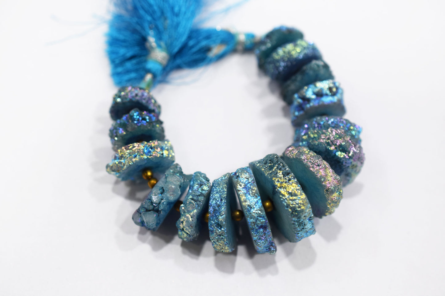 Rainbow Coated Stalactite Solar Quartz Tyre Shape , Sold By Strand , 14x15-25x27 mm , 5", 19313