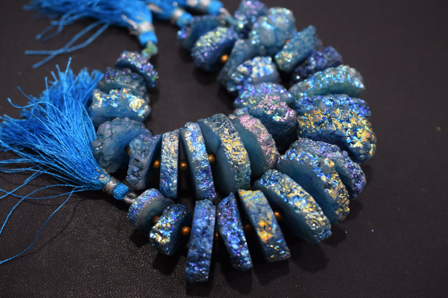 Rainbow Coated Stalactite Solar Quartz Tyre Shape , Sold By Strand , 14x15-25x27 mm , 5", 19313