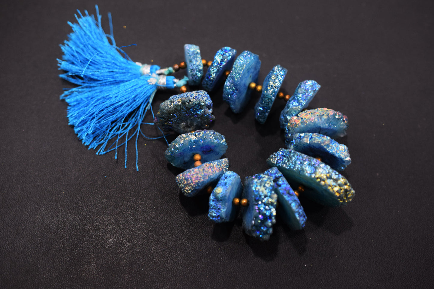 Rainbow Coated Stalactite Solar Quartz Tyre Shape , Sold By Strand, 16x20-27x35 mm , 7", 19314