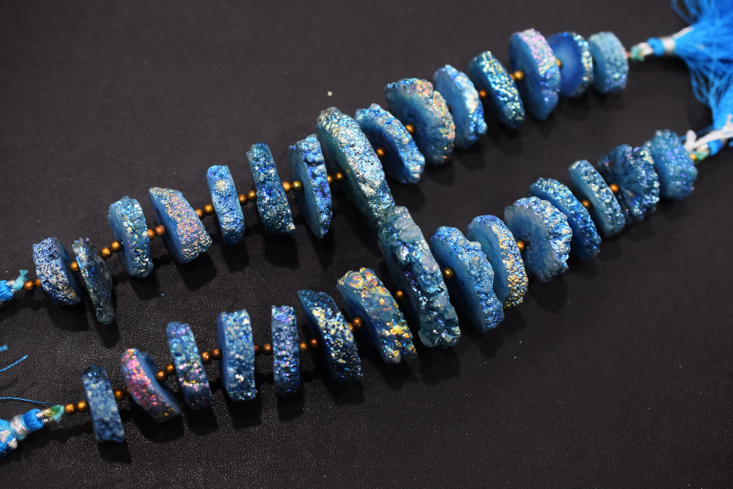 Rainbow Coated Stalactite Solar Quartz Tyre Shape , Sold By Strand, 16x20-27x35 mm , 7", 19314