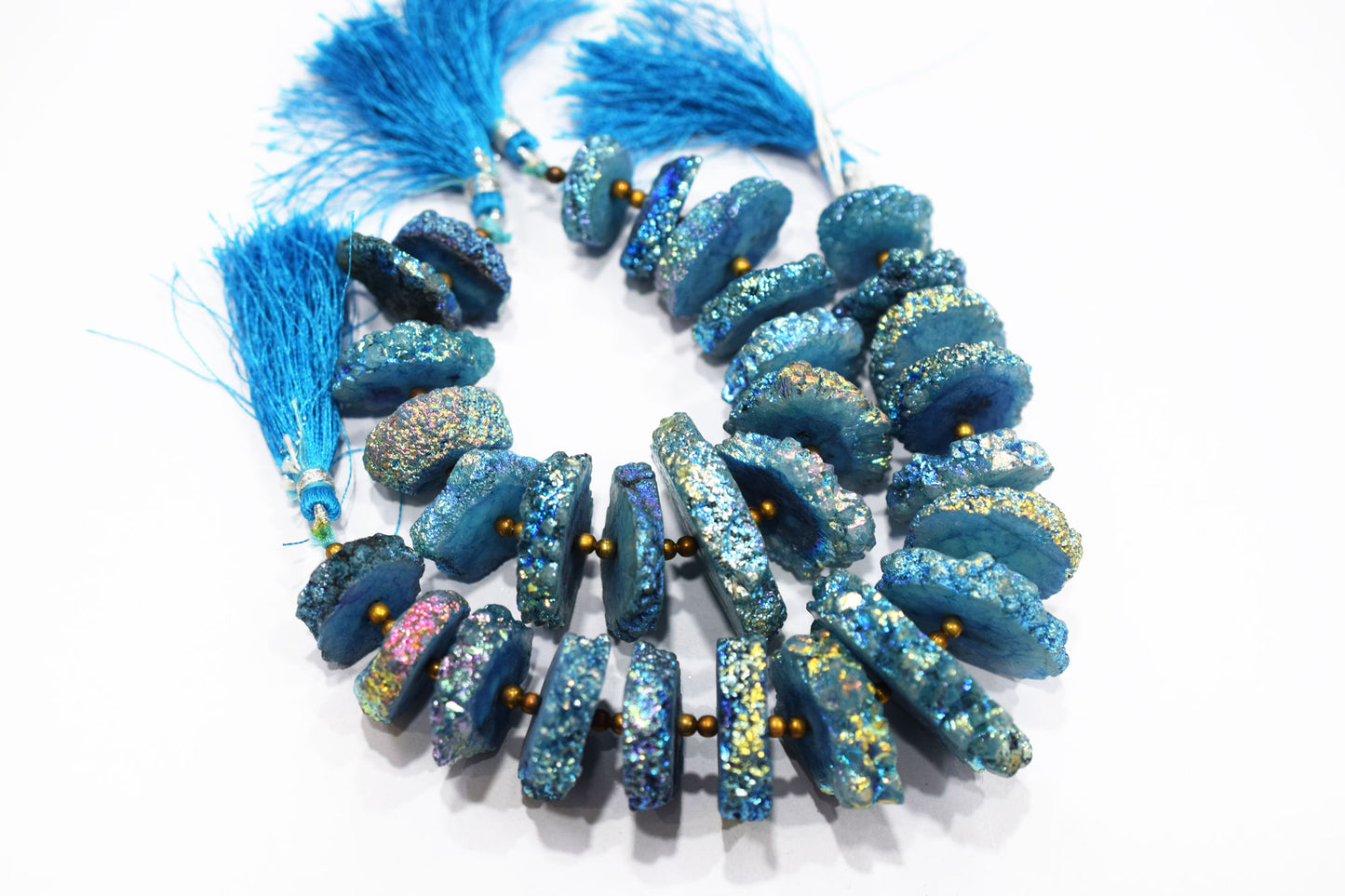 Rainbow Coated Stalactite Solar Quartz Tyre Shape , Sold By Strand, 16x20-27x35 mm , 7", 19314