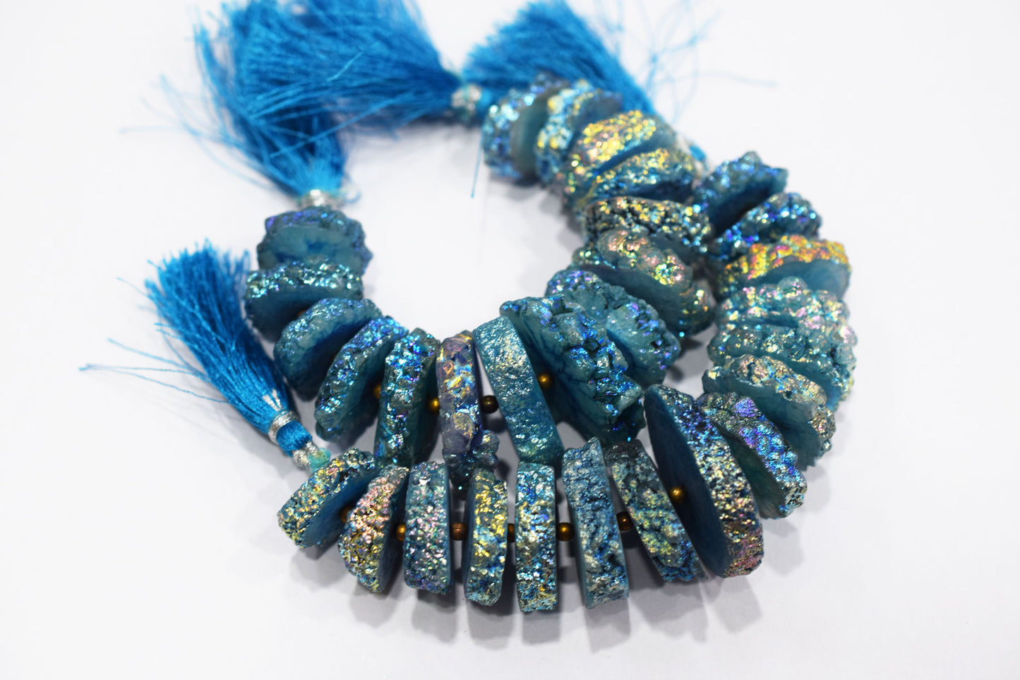 Rainbow Coated Stalactite Solar Quartz Tyre Shape , Sold By Strand , 18x22-30x35 mm , 5", 19315