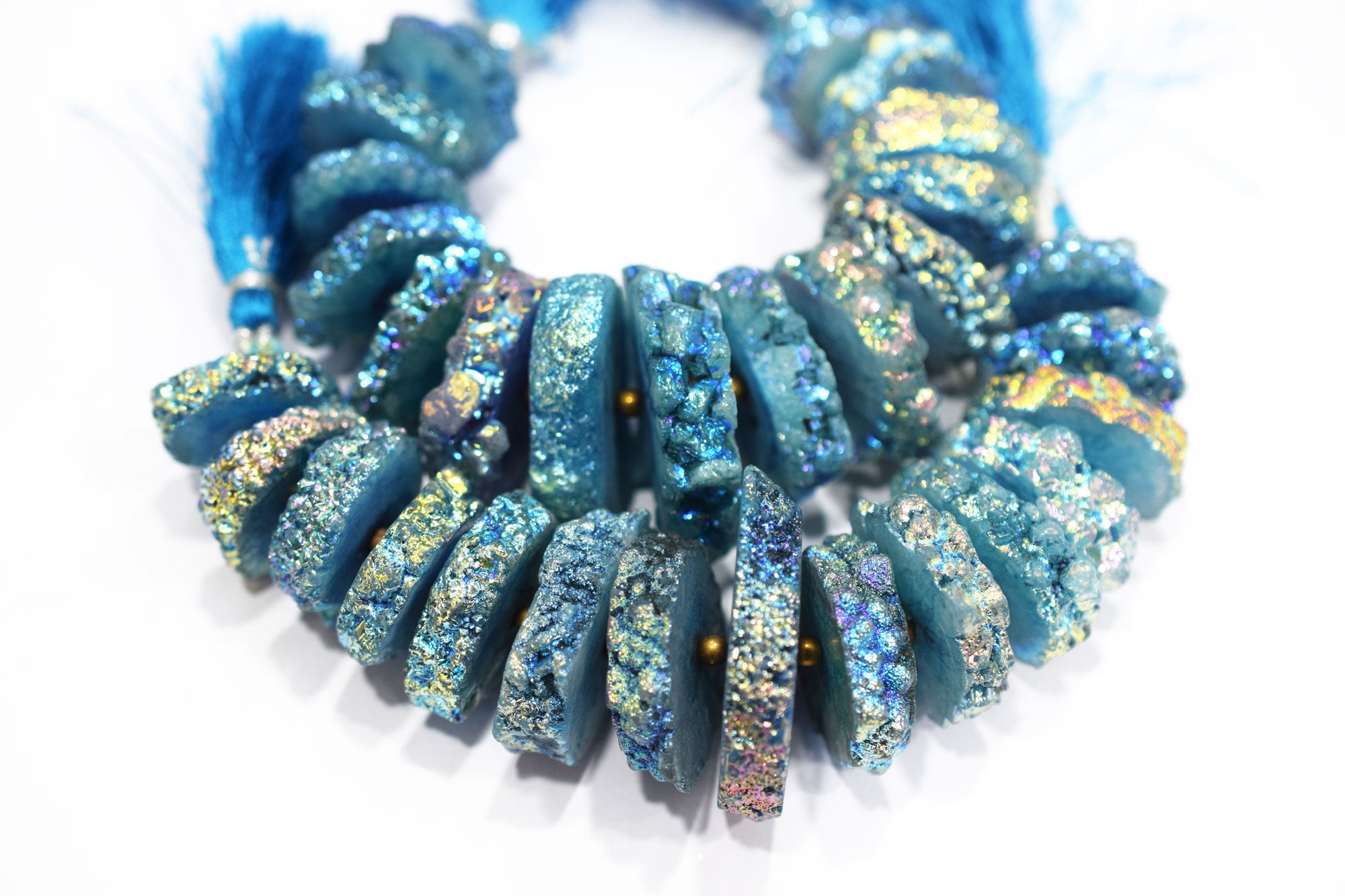 Rainbow Coated Stalactite Solar Quartz Tyre Shape , Sold By Strand , 18x22-30x35 mm , 5", 19315