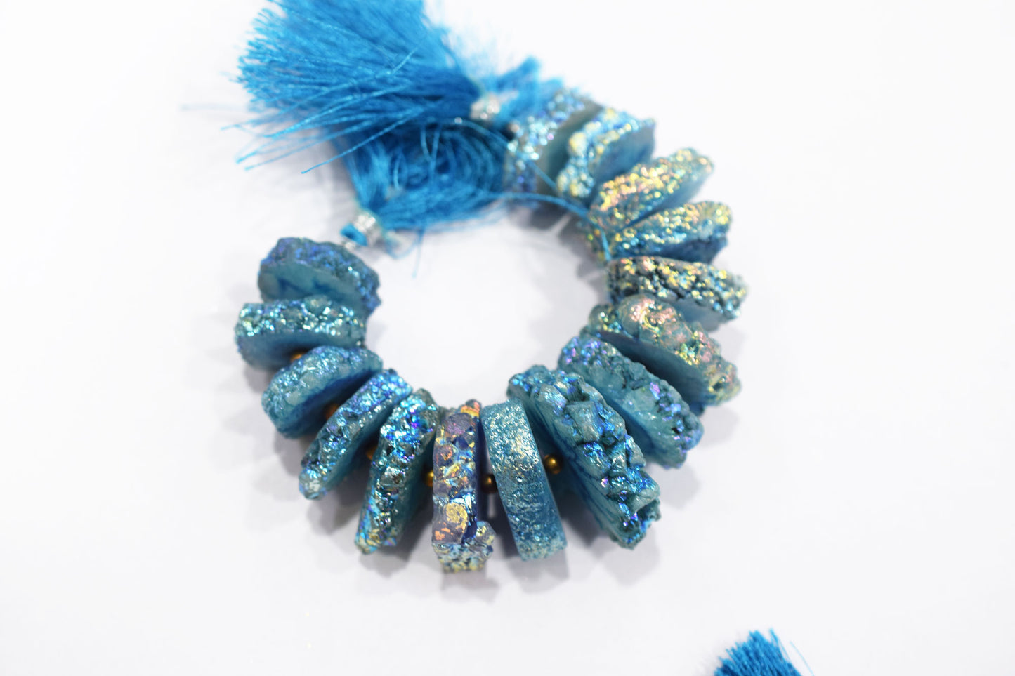 Rainbow Coated Stalactite Solar Quartz Tyre Shape , Sold By Strand , 18x22-30x35 mm , 5", 19315