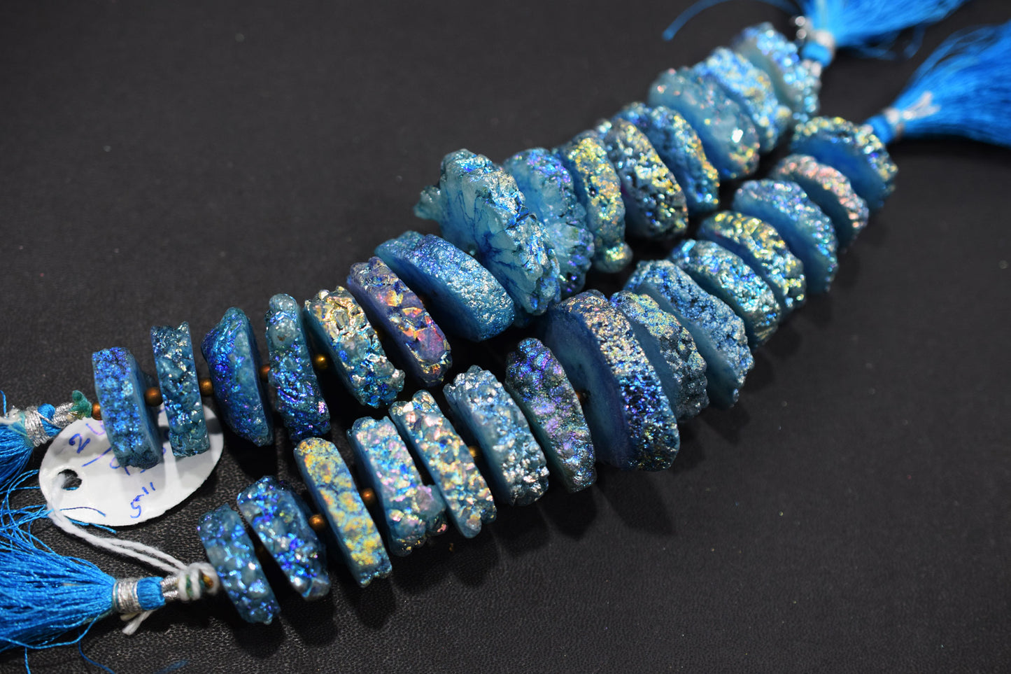 Rainbow Coated Stalactite Solar Quartz Tyre Shape , Sold By Strand , 18x22-30x35 mm , 5", 19315