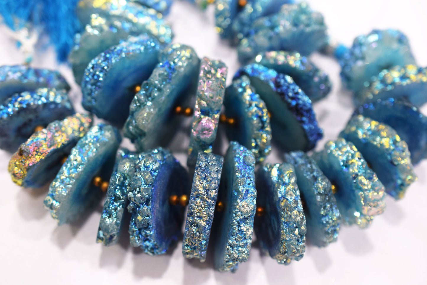 Rainbow Coated Stalactite Solar Quartz Tyre Shape , Sold By Strand, 22x28-31x38 mm , 7", 19316