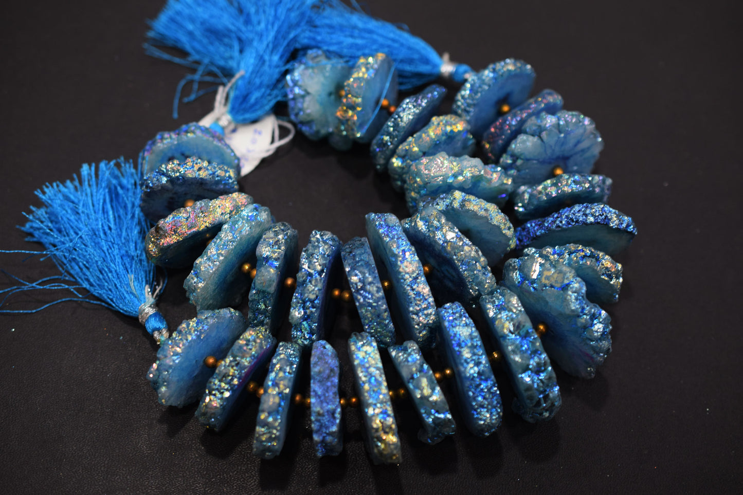 Rainbow Coated Stalactite Solar Quartz Tyre Shape , Sold By Strand, 22x28-31x38 mm , 7", 19316