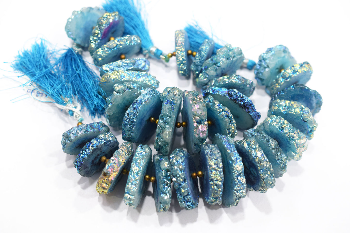 Rainbow Coated Stalactite Solar Quartz Tyre Shape , Sold By Strand, 22x28-31x38 mm , 7", 19316