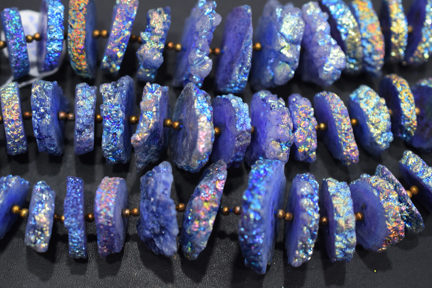 Rainbow Coated Stalactite Solar Quartz Tyre Shape , Sold By Strand , 22x25-33x40 mm , 7" , 19317