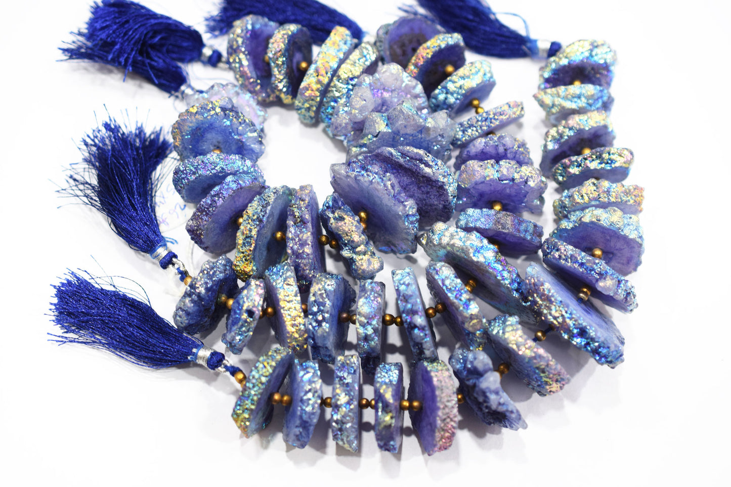 Rainbow Coated Stalactite Solar Quartz Tyre Shape , Sold By Strand , 22x25-33x40 mm , 7" , 19317