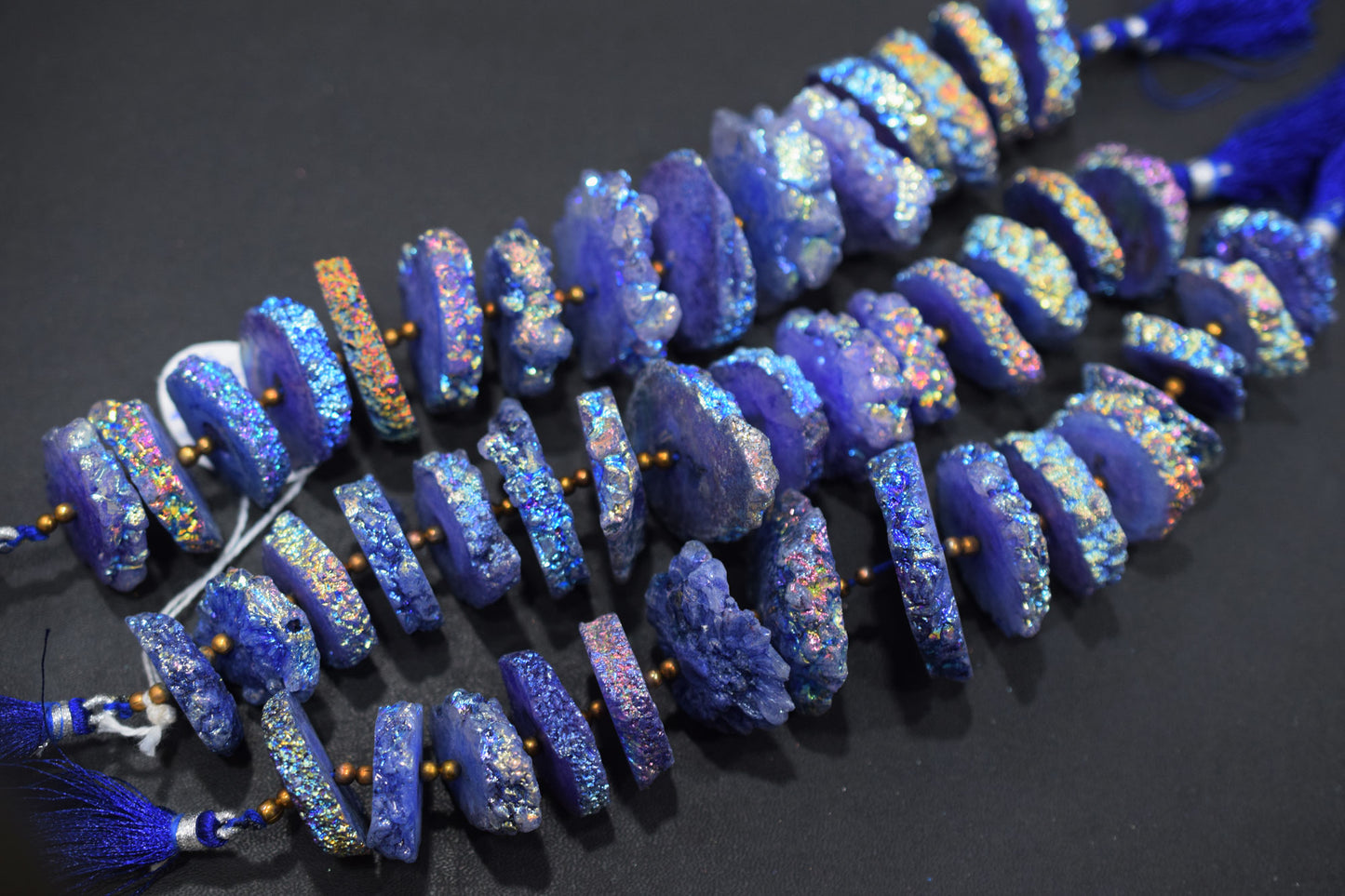Rainbow Coated Stalactite Solar Quartz Tyre Shape , Sold By Strand , 22x25-33x40 mm , 7" , 19317