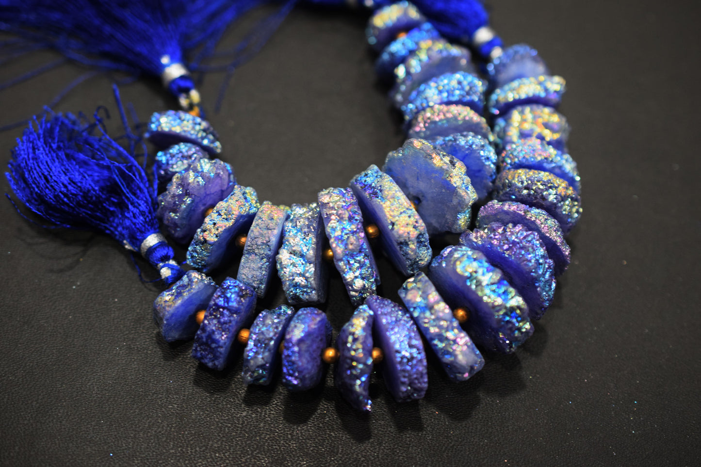 Rainbow Coated Stalactite Solar Quartz Tyre Shape , Sold By Strand , 13x15-22x23 mm , 5" , 19318