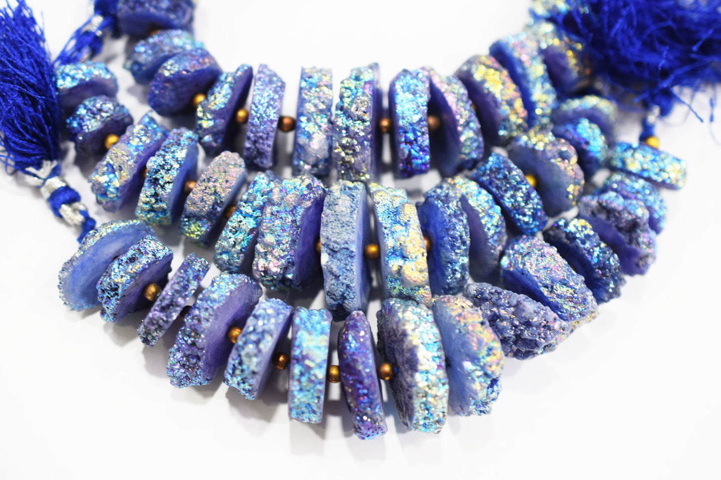 Rainbow Coated Stalactite Solar Quartz Tyre Shape , Sold By Strand , 13x15-22x23 mm , 5" , 19318