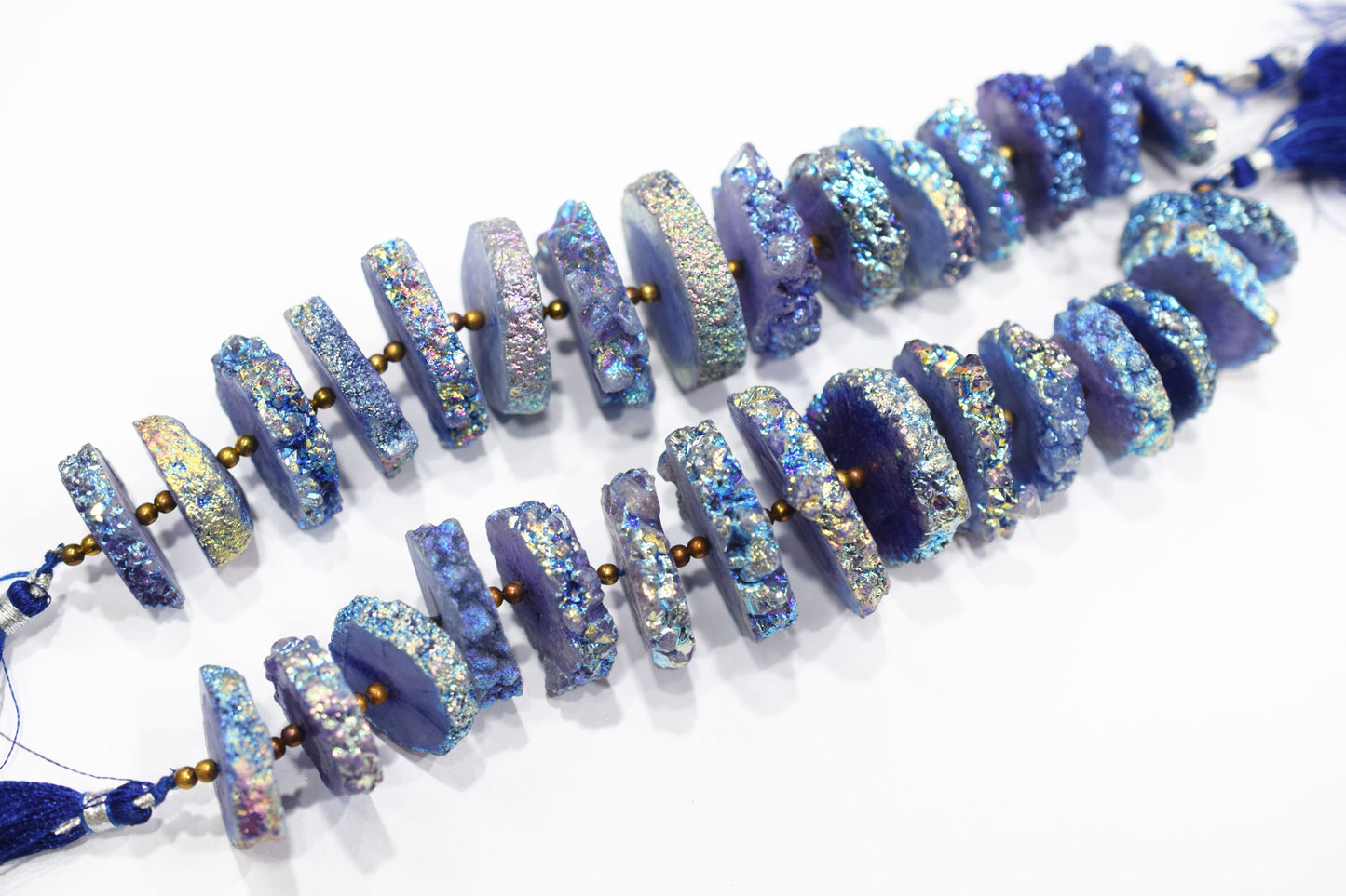 Rainbow Coated Stalactite Solar Quartz Tyre Shape , Sold By Strand , 22x25-32x35 mm , 7" , 19319