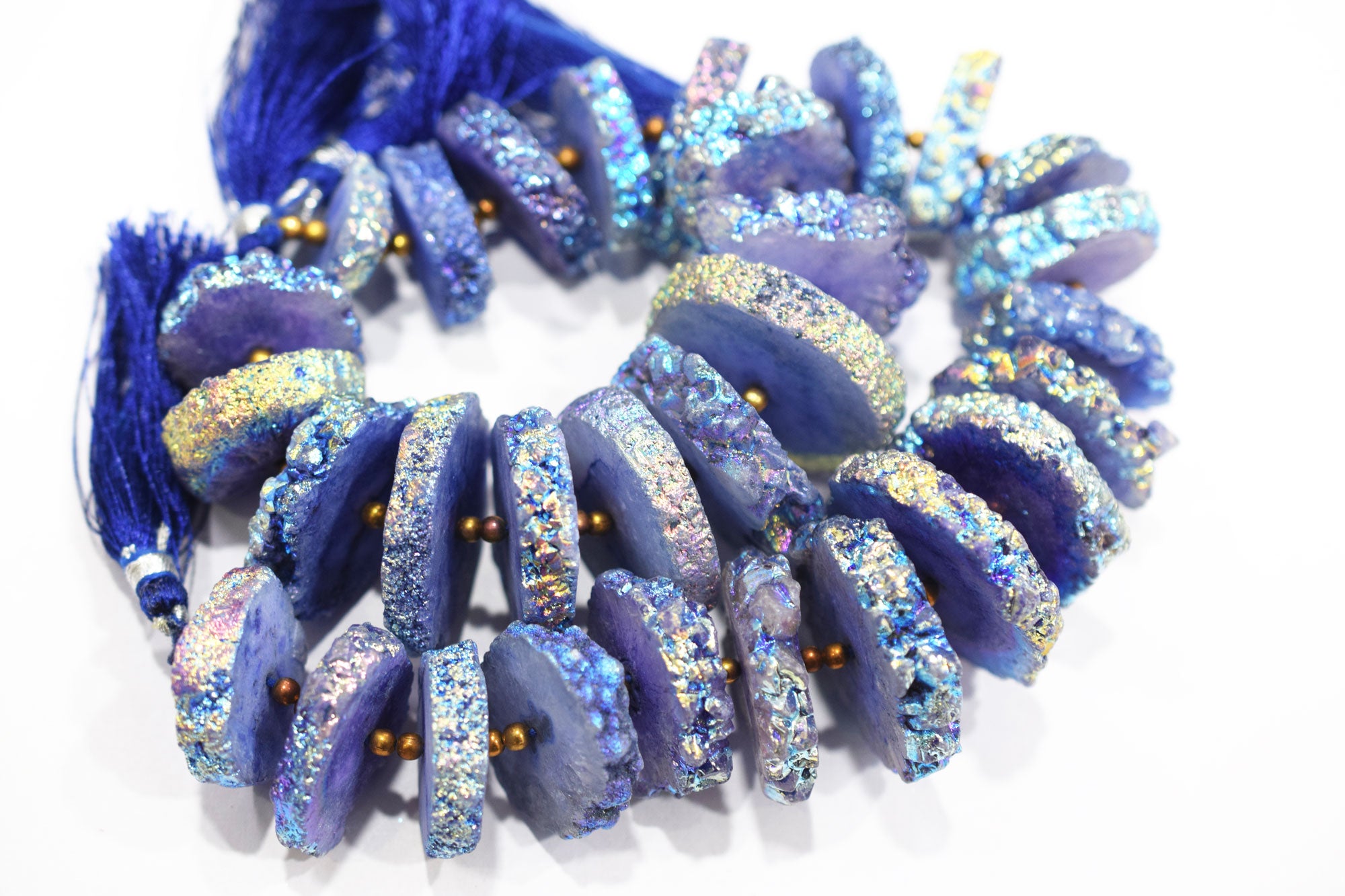 Rainbow Coated Stalactite Solar Quartz Tyre Shape , Sold By Strand , 22x25-32x35 mm , 7" , 19319