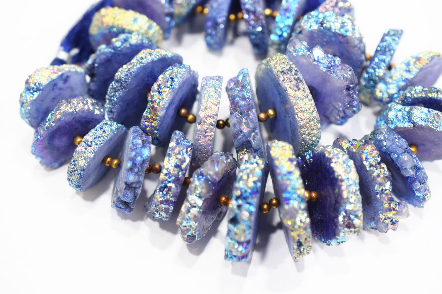 Rainbow Coated Stalactite Solar Quartz Tyre Shape , Sold By Strand , 22x25-32x35 mm , 7" , 19319