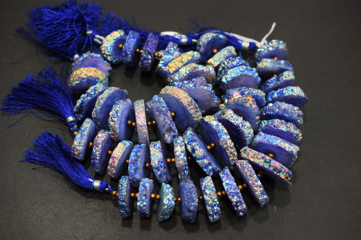 Rainbow Coated Stalactite Solar Quartz Tyre Shape , Sold By Strand , 22x25-32x35 mm , 7" , 19319