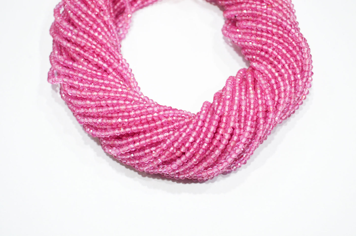 Pink Topaz Rondelle Shape Beads , Pink Topaz Faceted Rondelle Shape Beads , Sold By Strand , 12.50 Inches , 3 mm , 19323