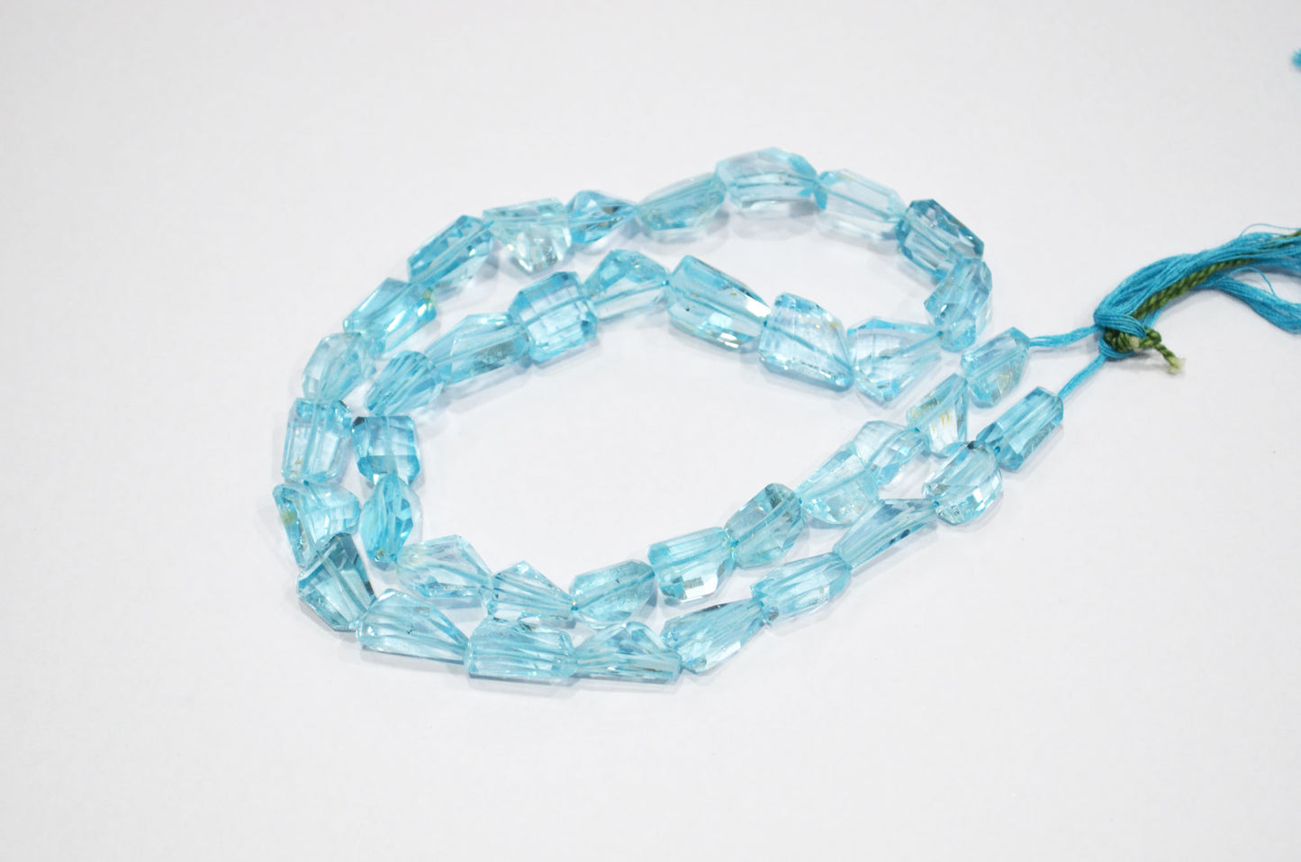 Sky Blue Topaz Laser Cut Nuggets Shape Beads , 18 Inches , 7x11 - 9x15 mm , 19325