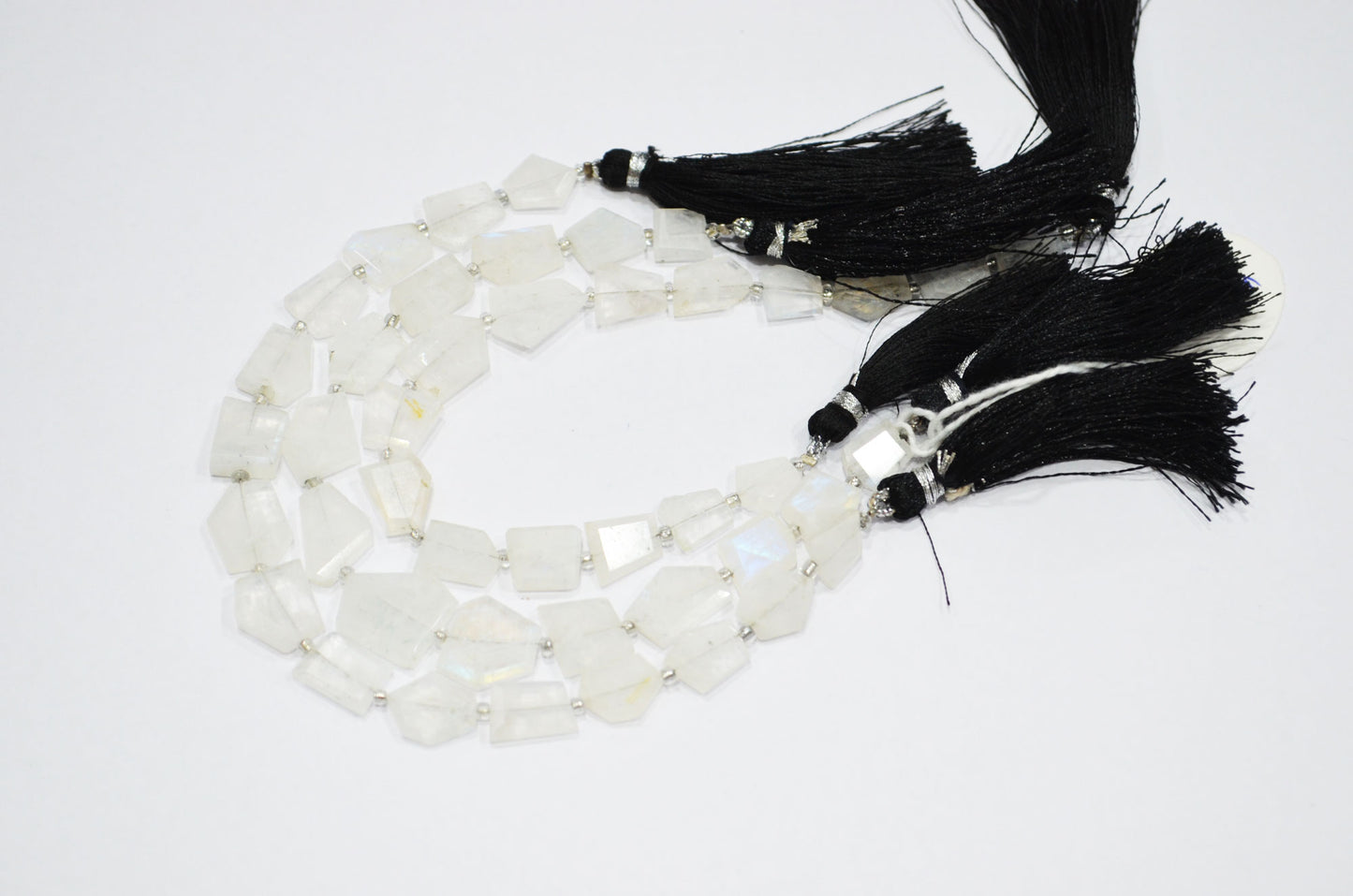 Natural Rainbow Moonstone Crown Cut Tablets Shape Beads , Sold By Strand , 7 Inches , 8x9 - 15x18 mm , 19330