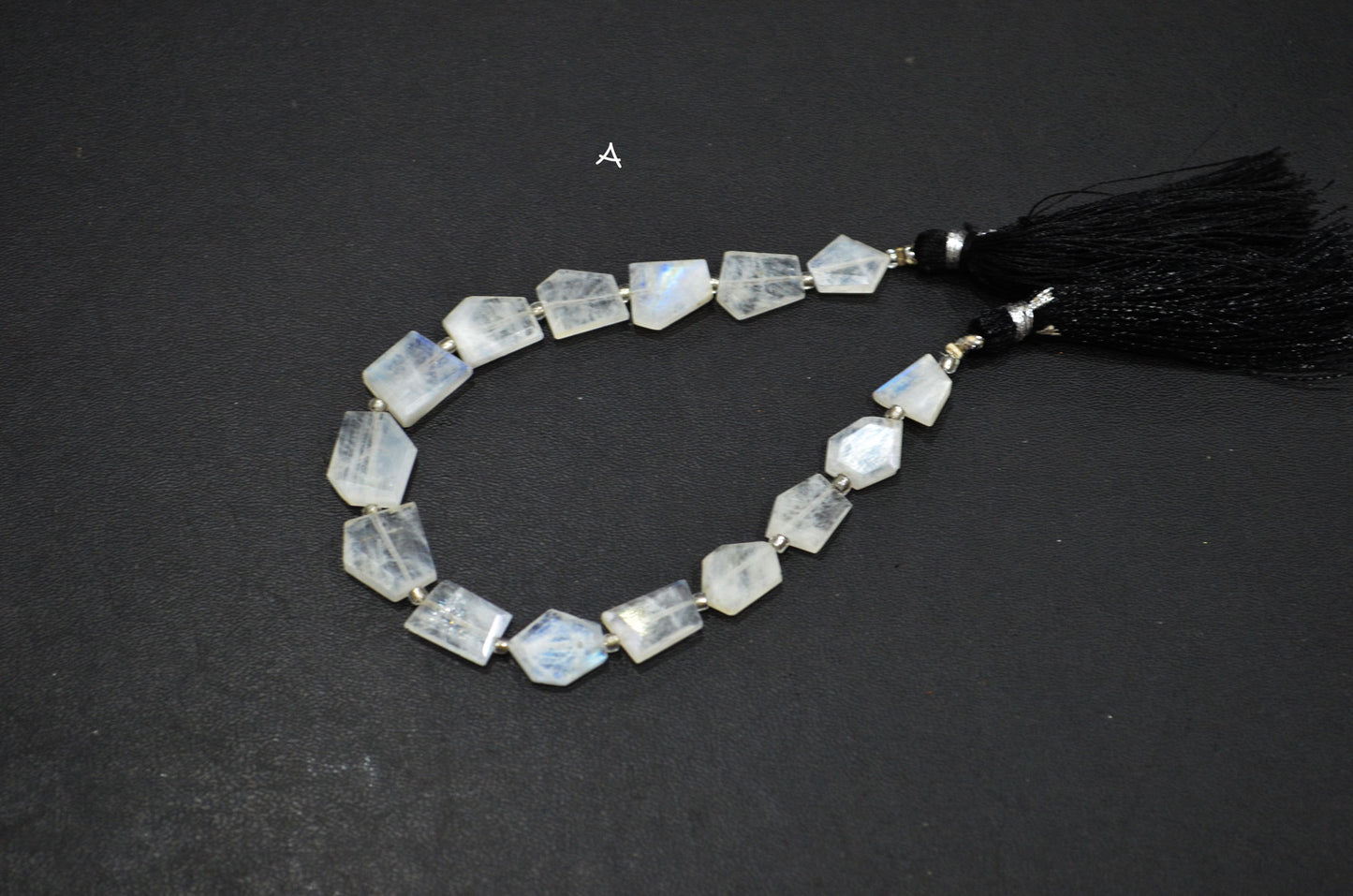 Natural Rainbow Moonstone Crown Cut Tablets Shape Beads , Sold By Strand , 7 Inches , 8x9 - 15x18 mm , 19330
