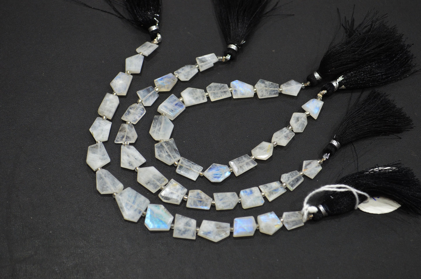 Natural Rainbow Moonstone Crown Cut Tablets Shape Beads , Sold By Strand , 7 Inches , 8x9 - 15x18 mm , 19330