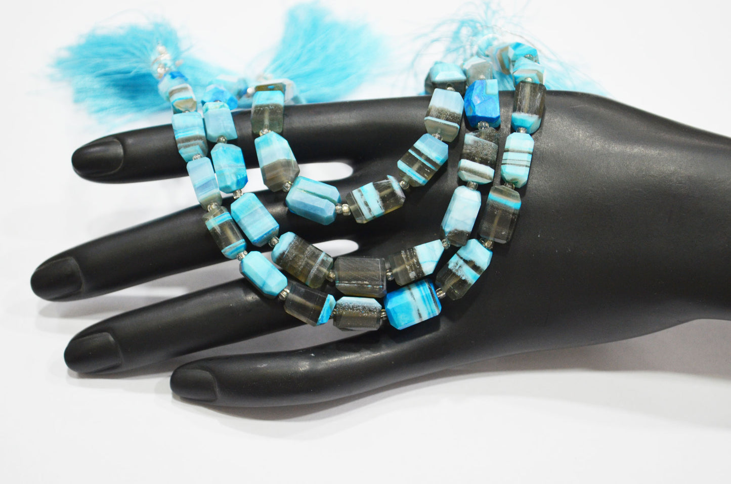 Blue Lace Chalcedony Laser Cut Nuggets Shape Beads , Sold By Strand , 7 Inches , 6x8 - 7x11 mm , 19334