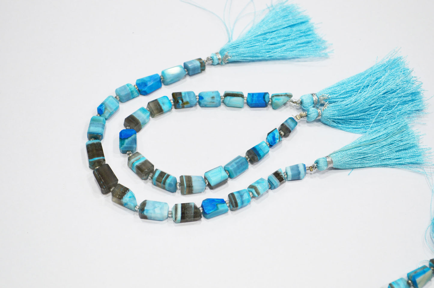 Blue Lace Chalcedony Laser Cut Nuggets Shape Beads , Sold By Strand , 7 Inches , 6x8 - 7x11 mm , 19334