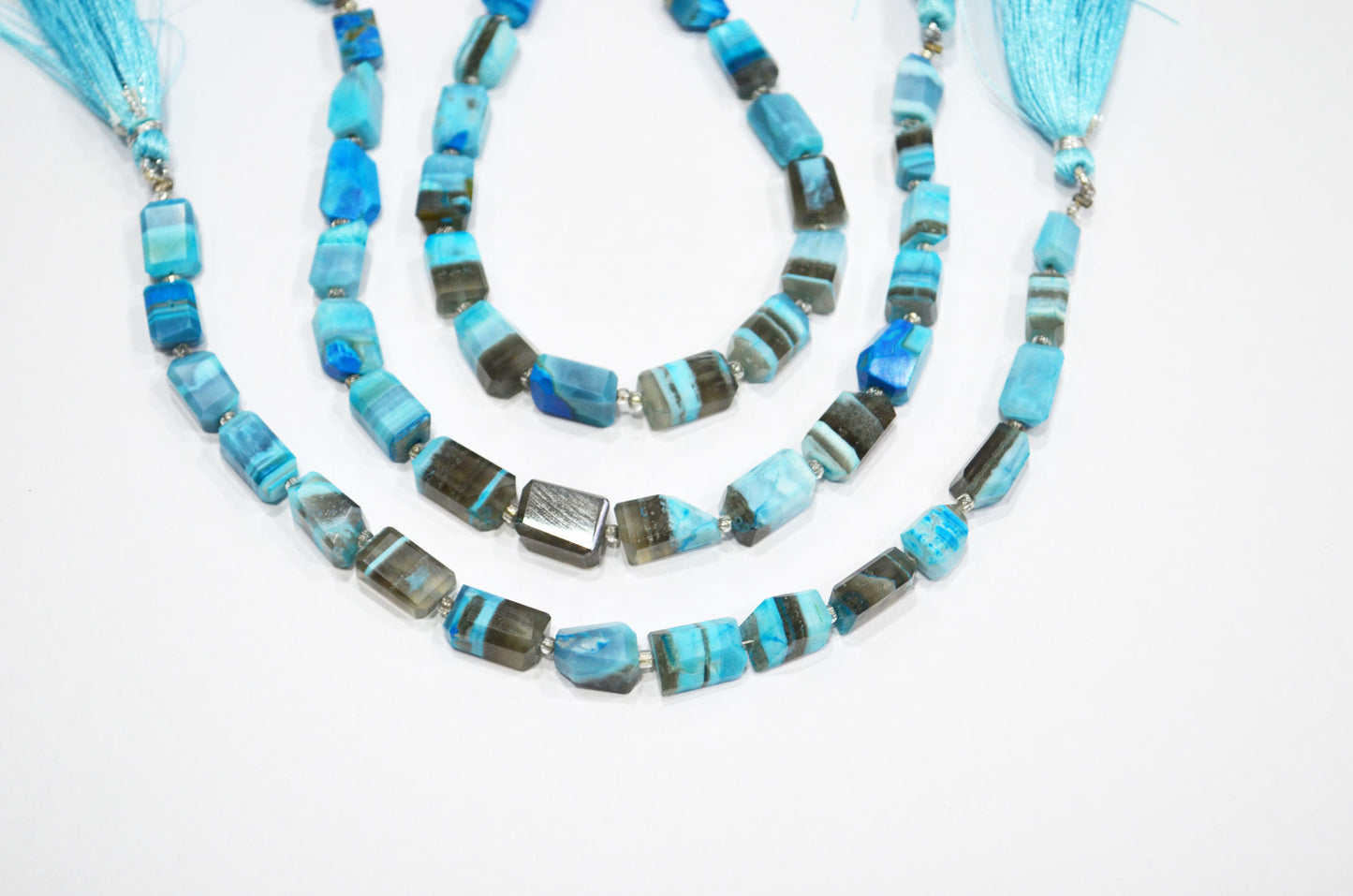 Blue Lace Chalcedony Laser Cut Nuggets Shape Beads , Sold By Strand , 7 Inches , 6x8 - 7x11 mm , 19334