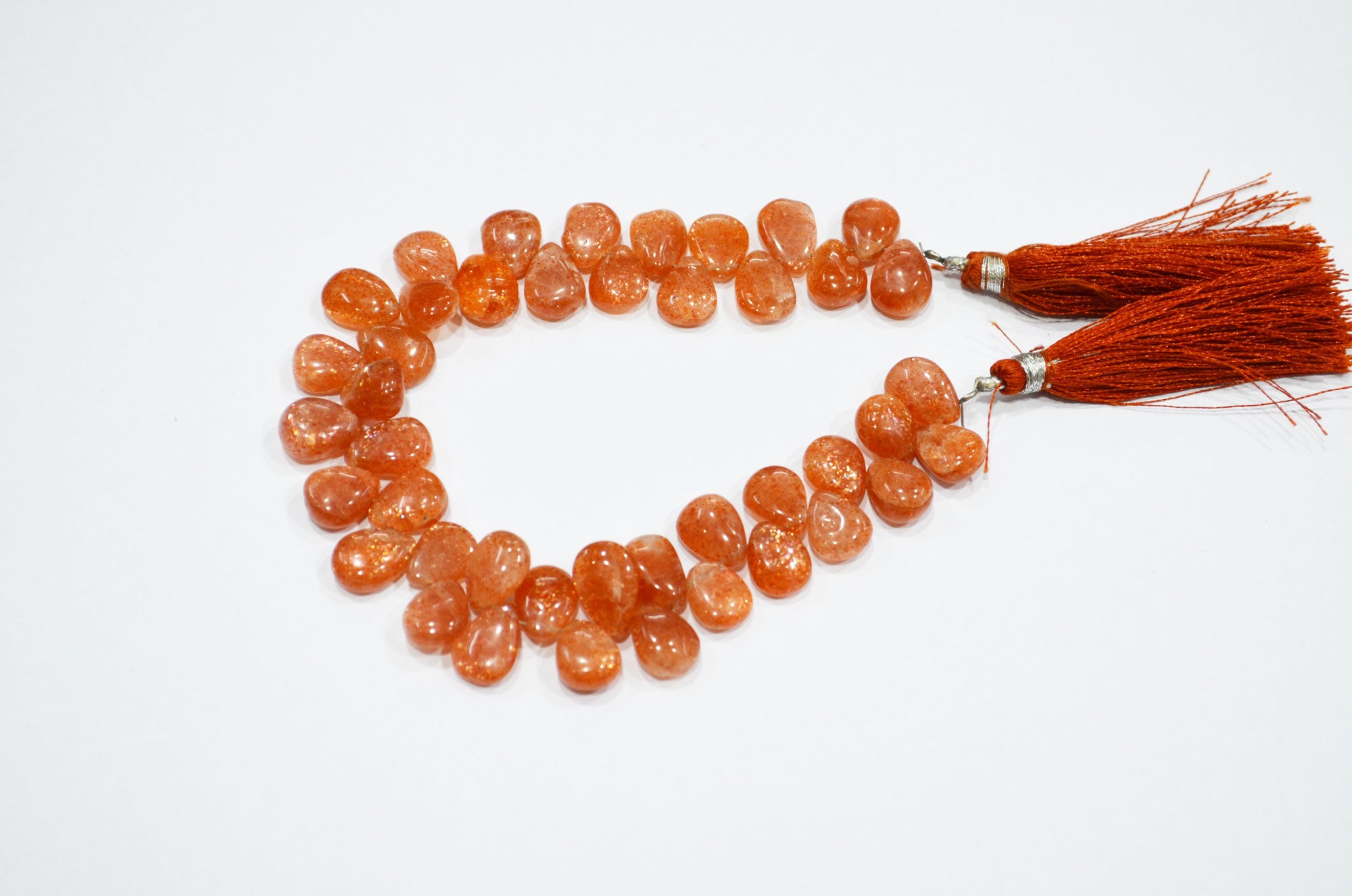 Natural Sunstone Smooth Pear Shape Beads , Sold By Strand , 8 Inches , 8x11 - 9x12 mm , 19341