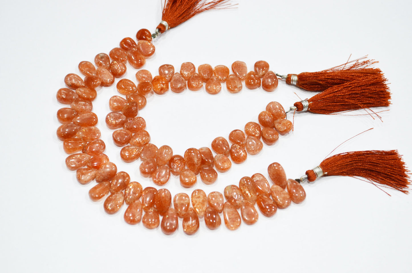 Natural Sunstone Smooth Pear Shape Beads , Sold By Strand , 8 Inches , 8x11 - 9x12 mm , 19341