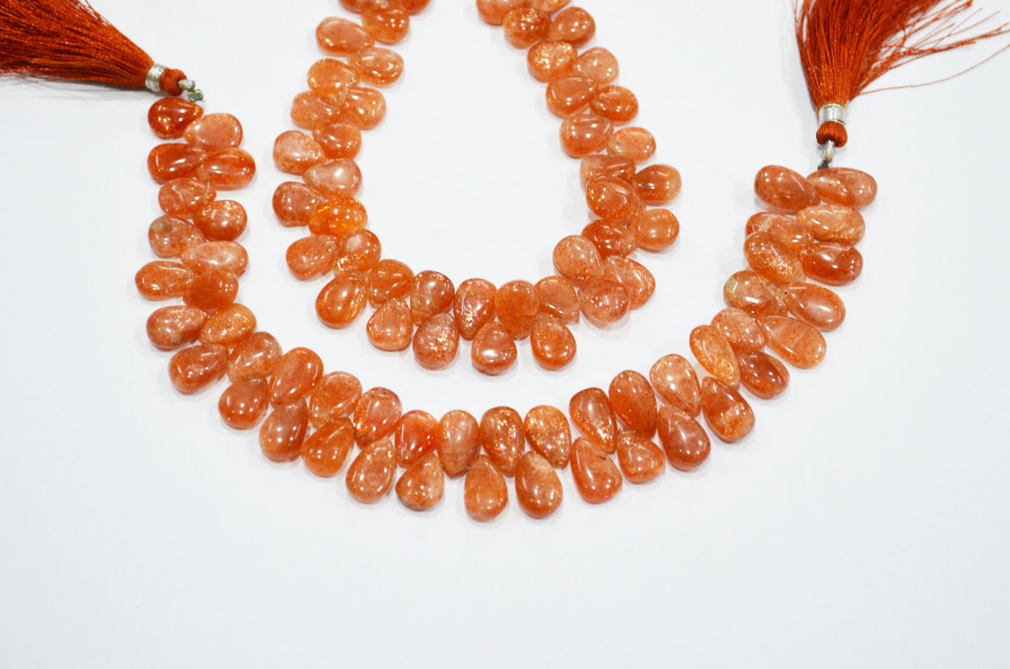 Natural Sunstone Smooth Pear Shape Beads , Sold By Strand , 8 Inches , 8x11 - 9x12 mm , 19341
