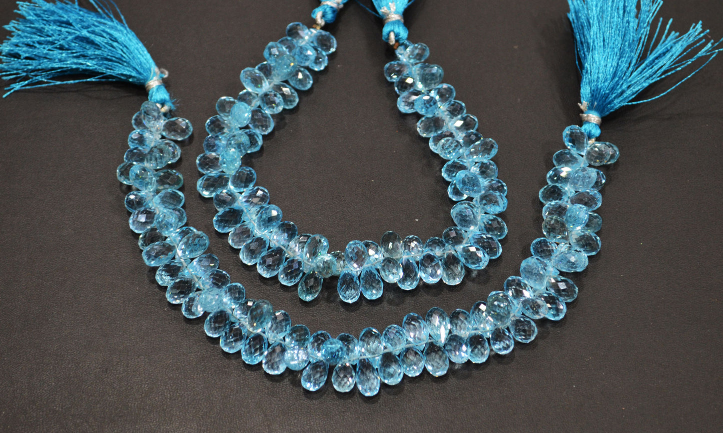 Sky Blue Topaz Tear Drops Shape Beads , Sold By Strand , 9 Inches , 6.50x11 - 6.50x12 mm , 19344