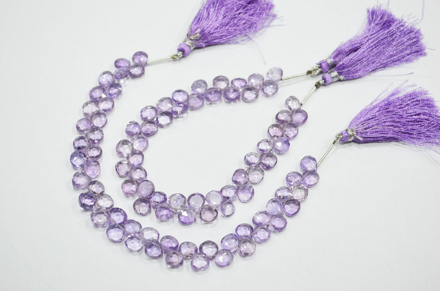 Natural Pink Amethyst Heart Shape Beads , Pink Amethyst Faceted Briolettes , Sold By Strand , 8 Inches , 7x7 - 7.50x7.50 mm , 19437