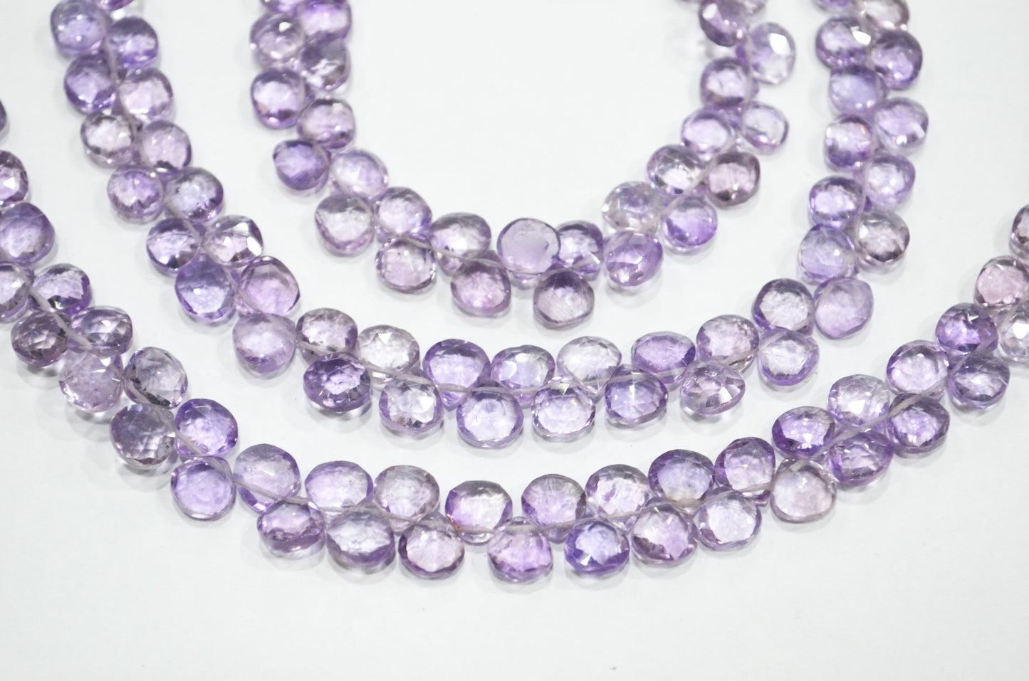 Natural Pink Amethyst Heart Shape Beads , Pink Amethyst Faceted Briolettes , Sold By Strand , 8 Inches , 7x7 - 7.50x7.50 mm , 19437