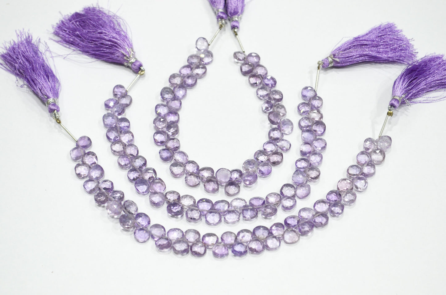 Natural Pink Amethyst Heart Shape Beads , Pink Amethyst Faceted Briolettes , Sold By Strand , 8 Inches , 7x7 - 7.50x7.50 mm , 19437