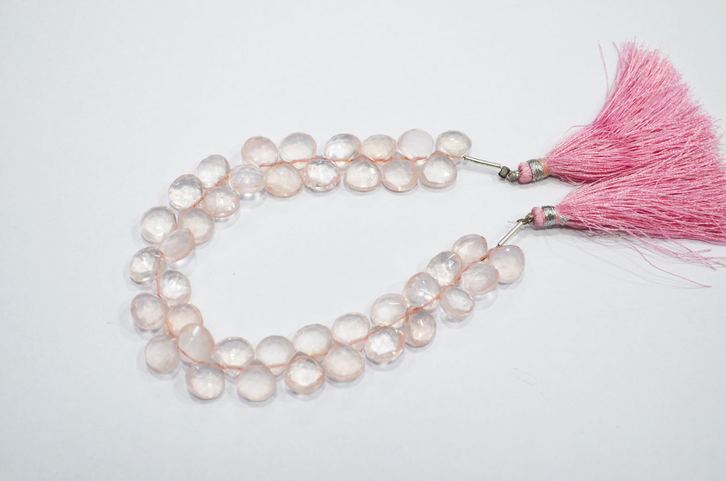Natural Rose Quartz Heart Shape Beads , Rose Quartz Faceted Briolettes , Sold By Strand , 8 Inches , 9x9 - 10x10 mm , 19439