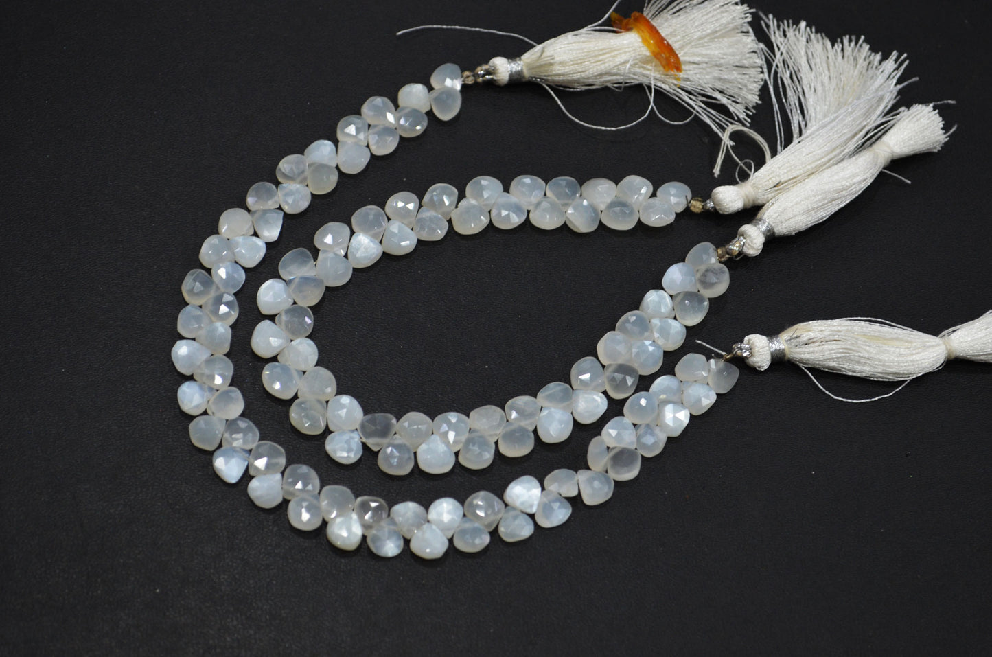 Natural Ceylon Moonstone Heart Shape Beads , Ceylon Moonstone Faceted Briolettes , Sold By Strand , 8 Inches , 6x6 - 7x7 mm , 19443