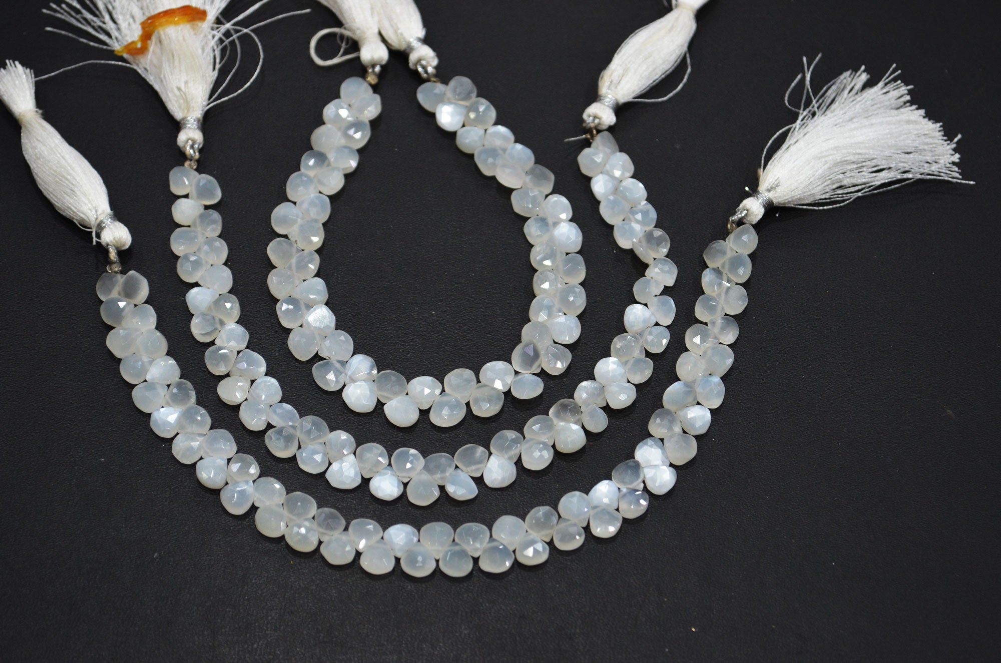 Natural Ceylon Moonstone Heart Shape Beads , Ceylon Moonstone Faceted Briolettes , Sold By Strand , 8 Inches , 6x6 - 7x7 mm , 19443