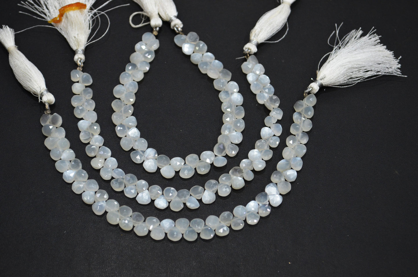 Natural Ceylon Moonstone Heart Shape Beads , Ceylon Moonstone Faceted Briolettes , Sold By Strand , 8 Inches , 6x6 - 7x7 mm , 19443