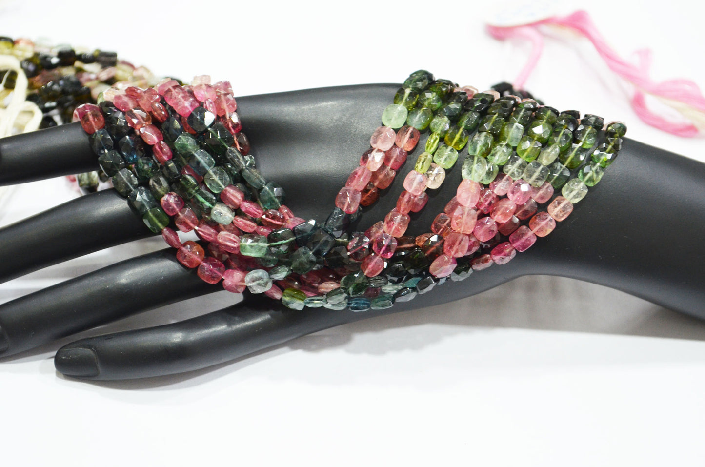 Natural Multi Tourmaline Square Shape Beads , Multi Tourmaline Faceted Beads , Sold By Strand , 14 Inches , 5x5 - 5.50x5.50 mm , 19447