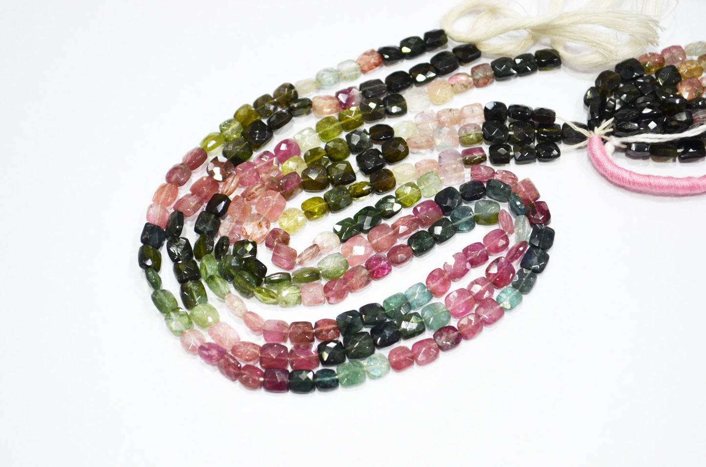 Natural Multi Tourmaline Square Shape Beads , Multi Tourmaline Faceted Beads , Sold By Strand , 14 Inches , 5x5 - 5.50x5.50 mm , 19447